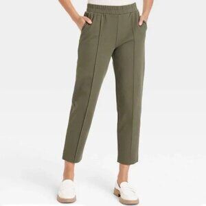 Women's High-Rise Regular Fit Tapered Ankle Knit Pants - A New Day™ Olive